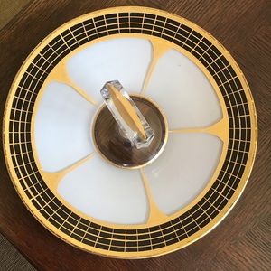 Vintage Mid-Century Modern Atomic Living Glass Appetizer Serving Tray